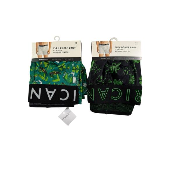 2pk American Eagle Flex Boxer Brief XS St Patricks Day Shamrock Beer Green Black - Picture 1 of 2